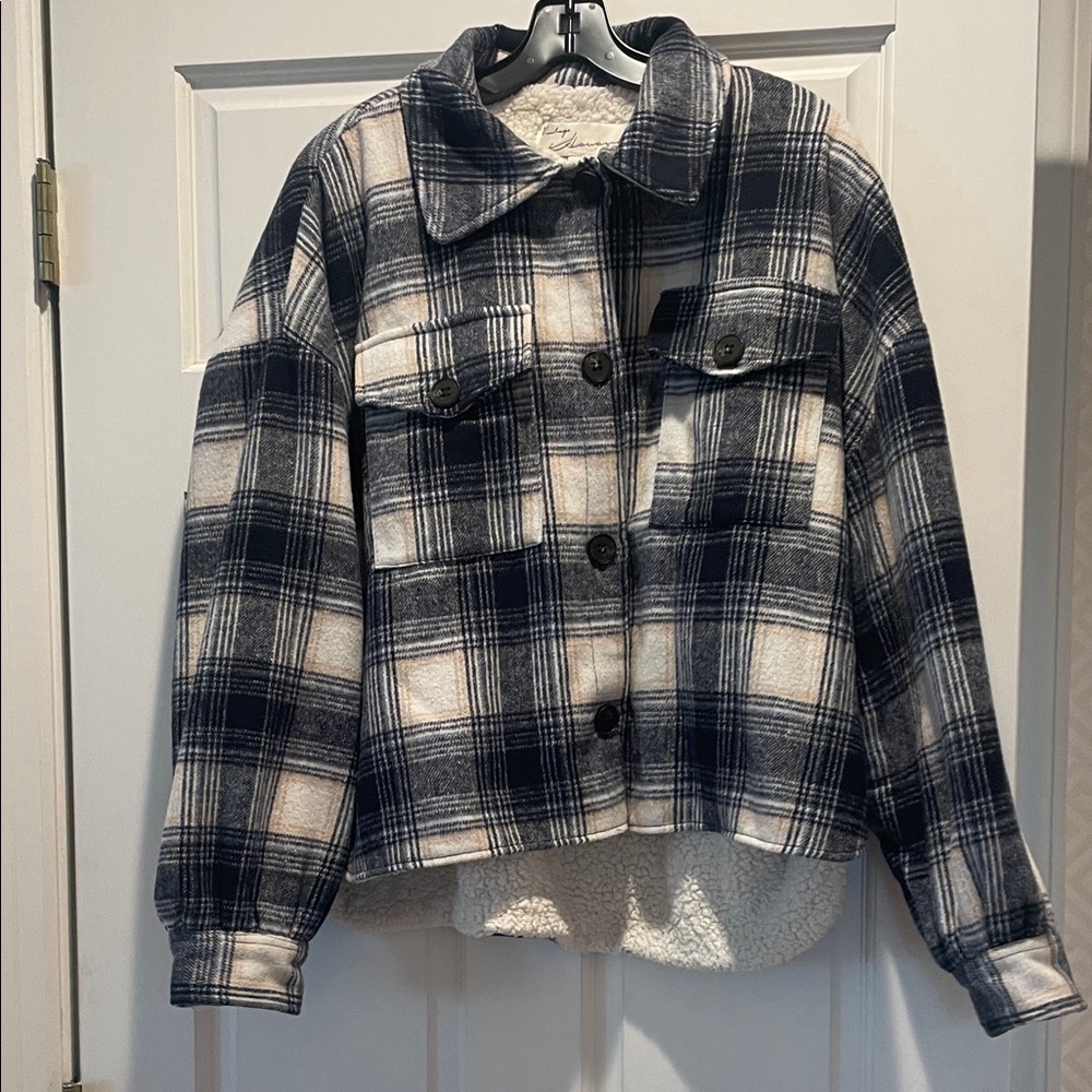 Vintage Havana Blue and Cream Plaid Jacket
